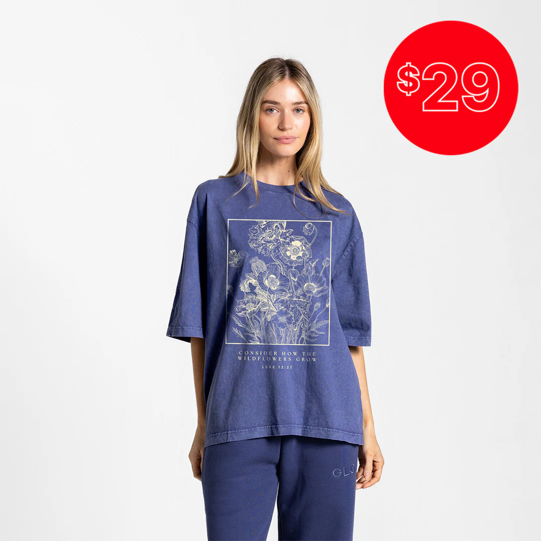 Consider The Wildflowers Tee Boxy Tee Mineral Wash - Oceana - 29