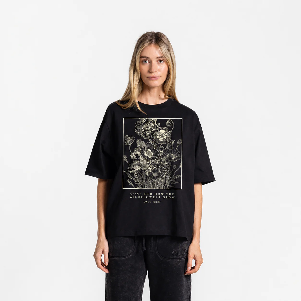 Consider The Wildflowers Tee GLO Boxy Tee - Regular Wash - Jet Black - 29