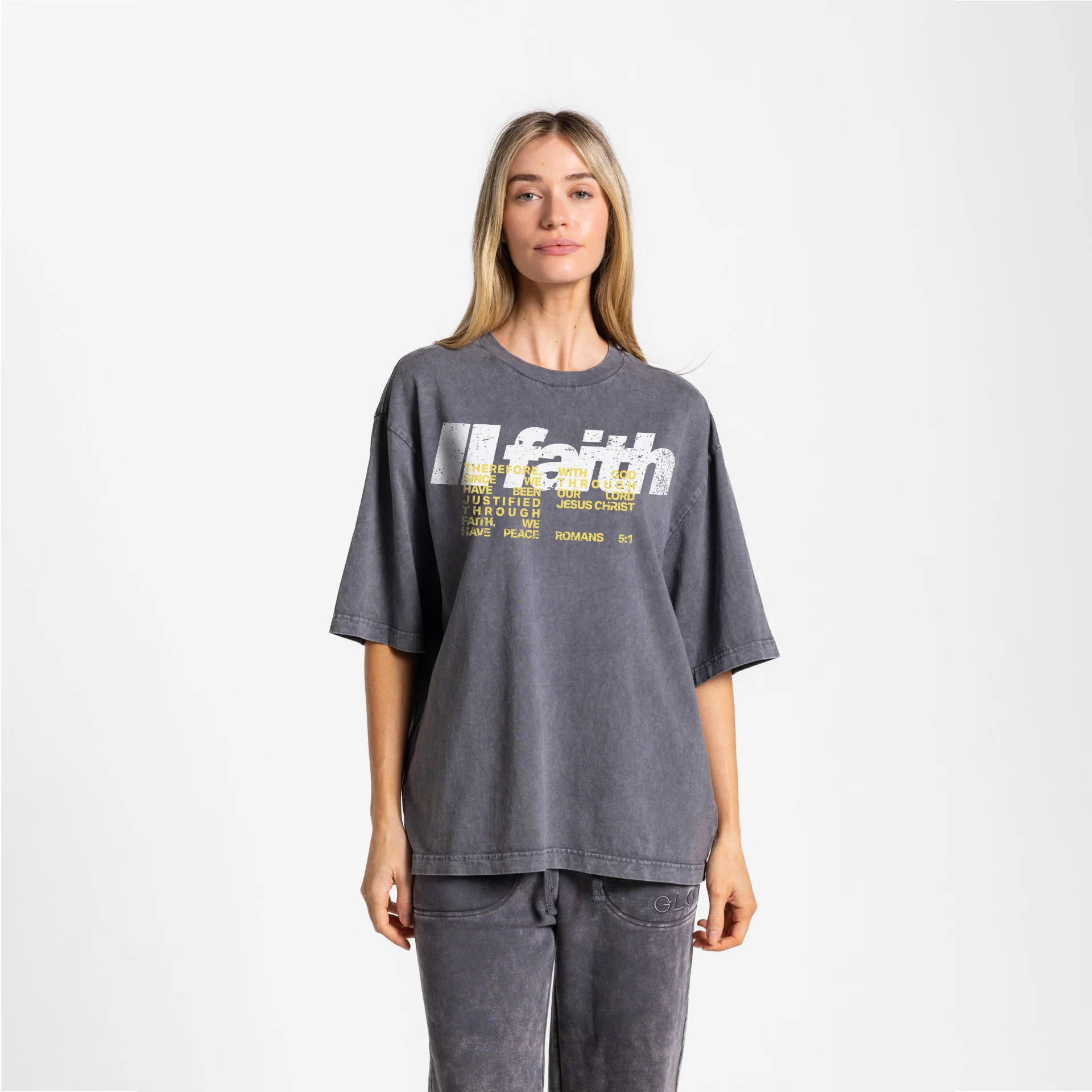 Faith Boxy Tee Mineral Wash - Dark Shadow