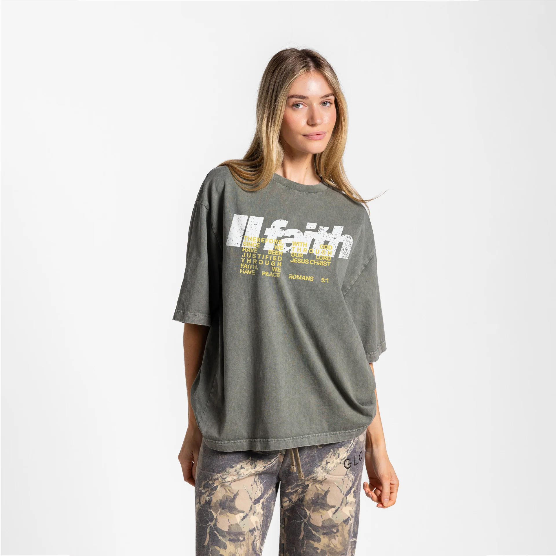 Faith Boxy Tee Mineral Wash - Thyme