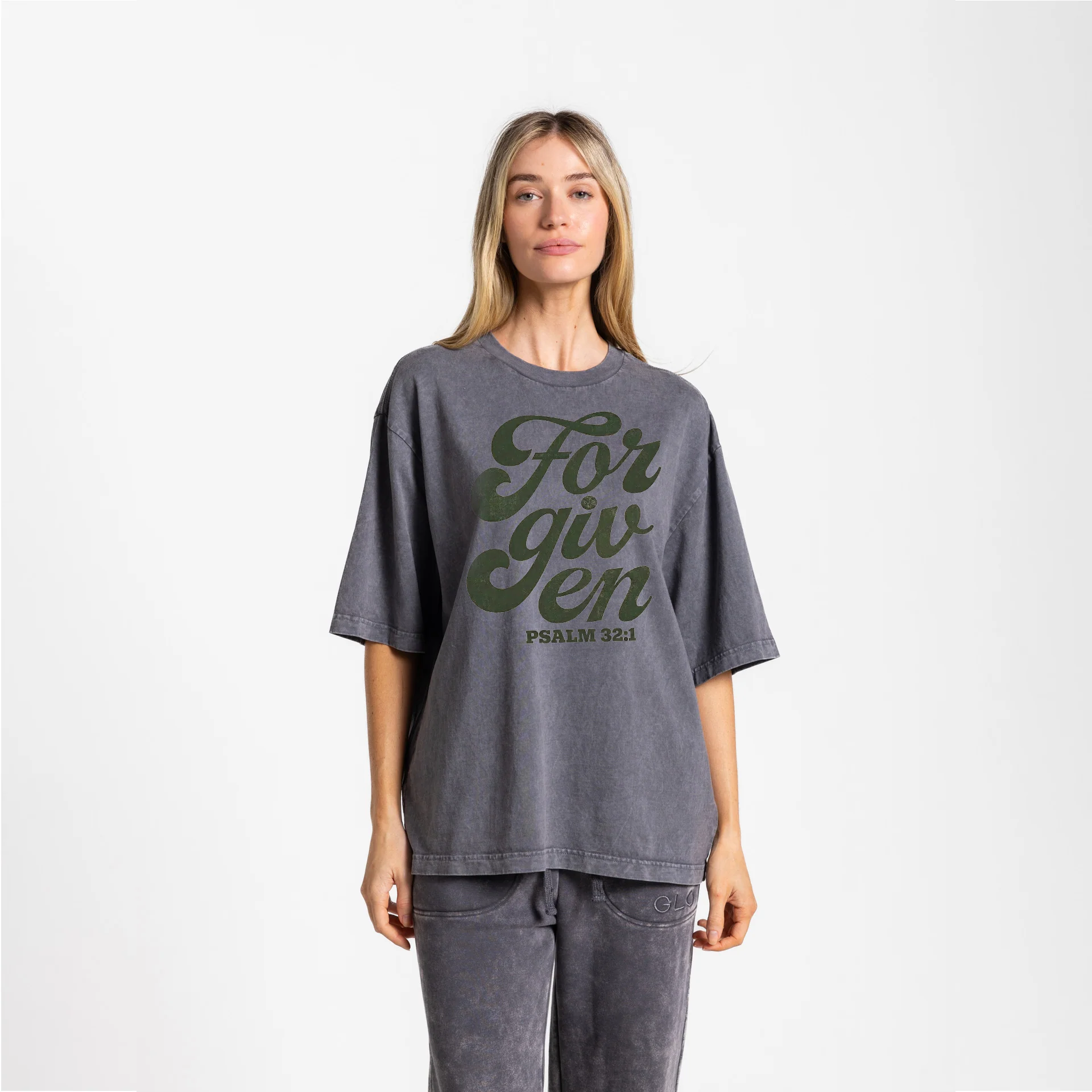 Forgiven Boxy Tee Mineral Wash - Dark Shadow