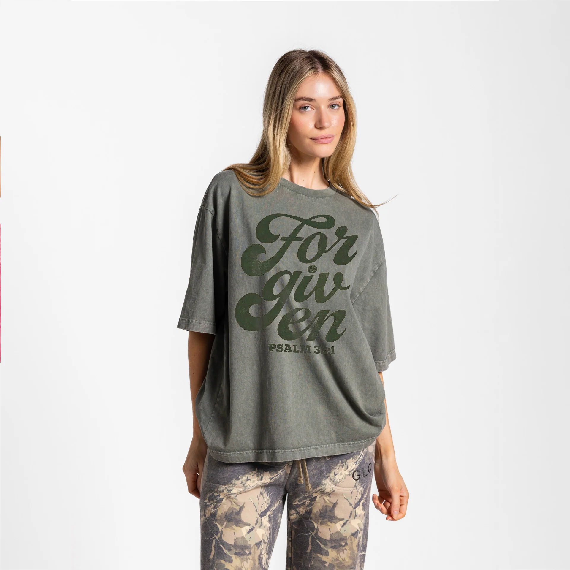 Forgiven Boxy Tee Mineral Wash - Thyme