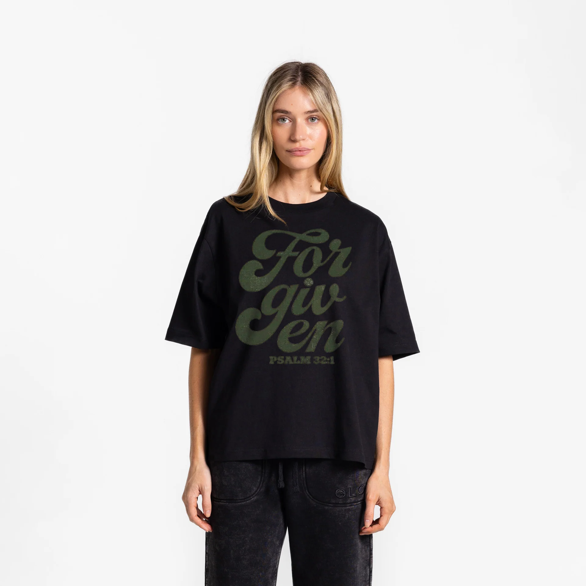 Forgiven GLO Boxy Tee - Regular Wash - Jet Black