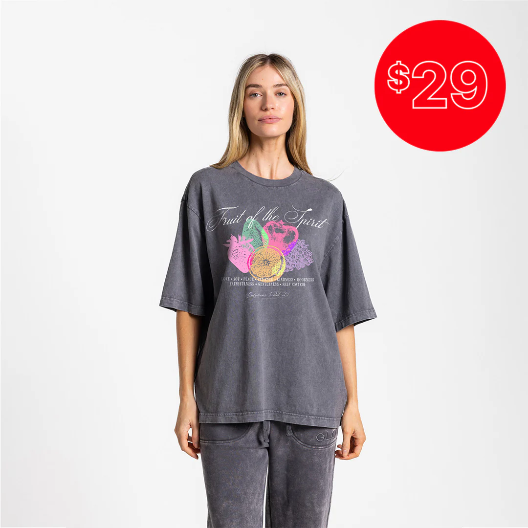 Fruit of the Spirit Tee Boxy Tee Mineral Wash - Dark Shadow - 29