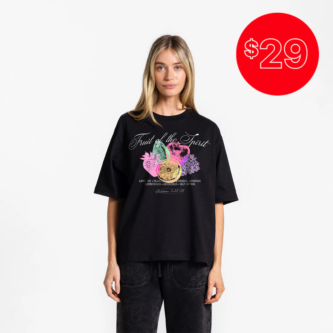 Fruit of the Spirit Tee GLO Boxy Tee - Regular Wash - Jet Black - 29