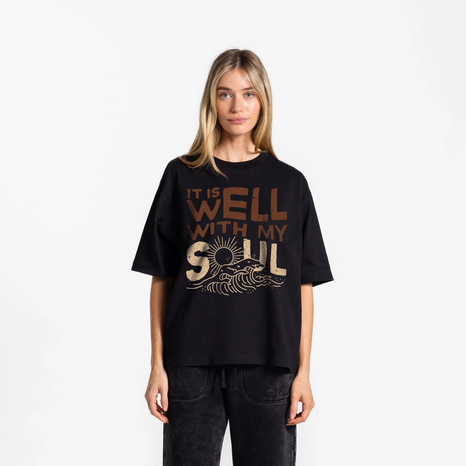 It Is Well GLO Boxy Tee - Regular Wash - Jet Black