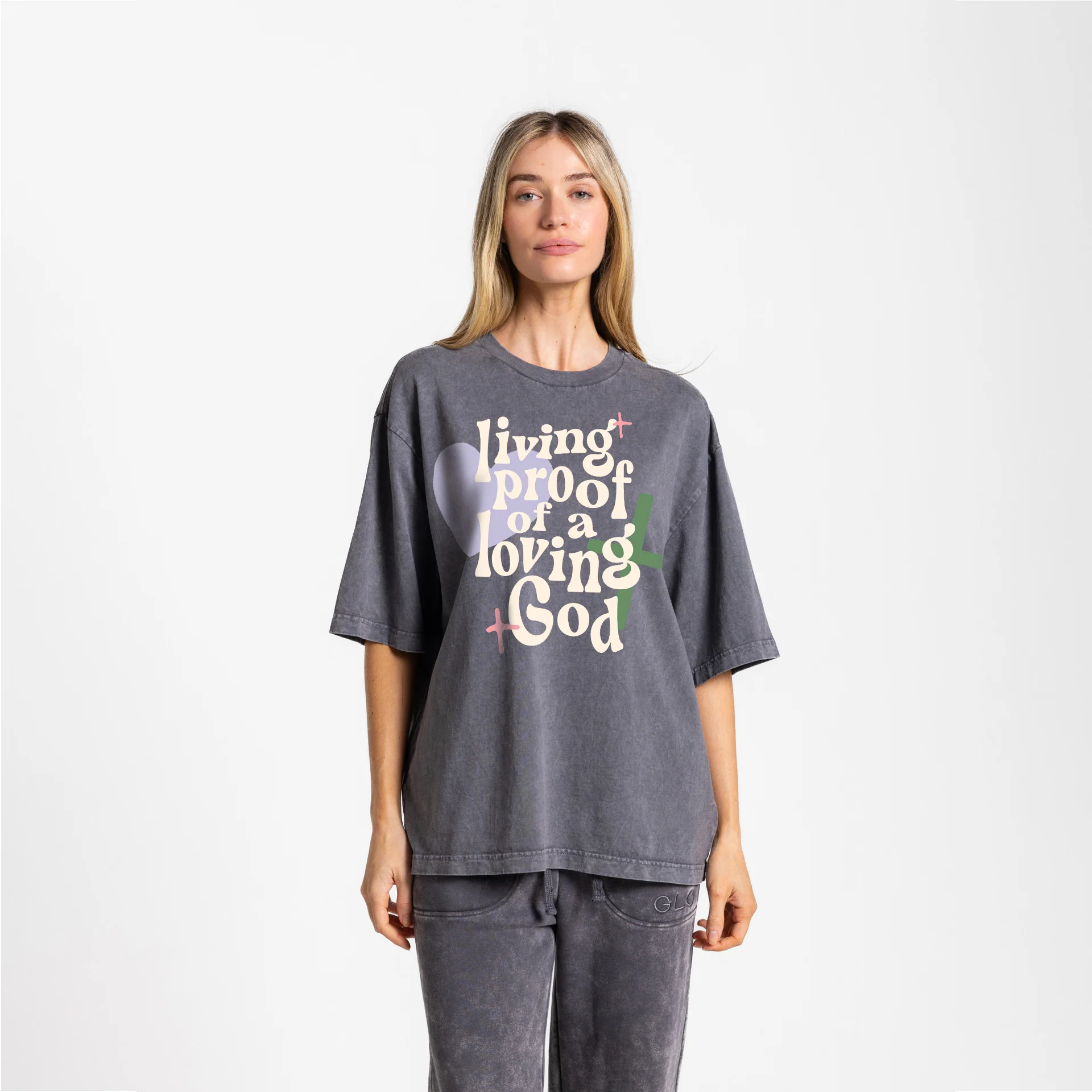 Living Proof Tee Boxy Tee Mineral Wash - Dark Shadow