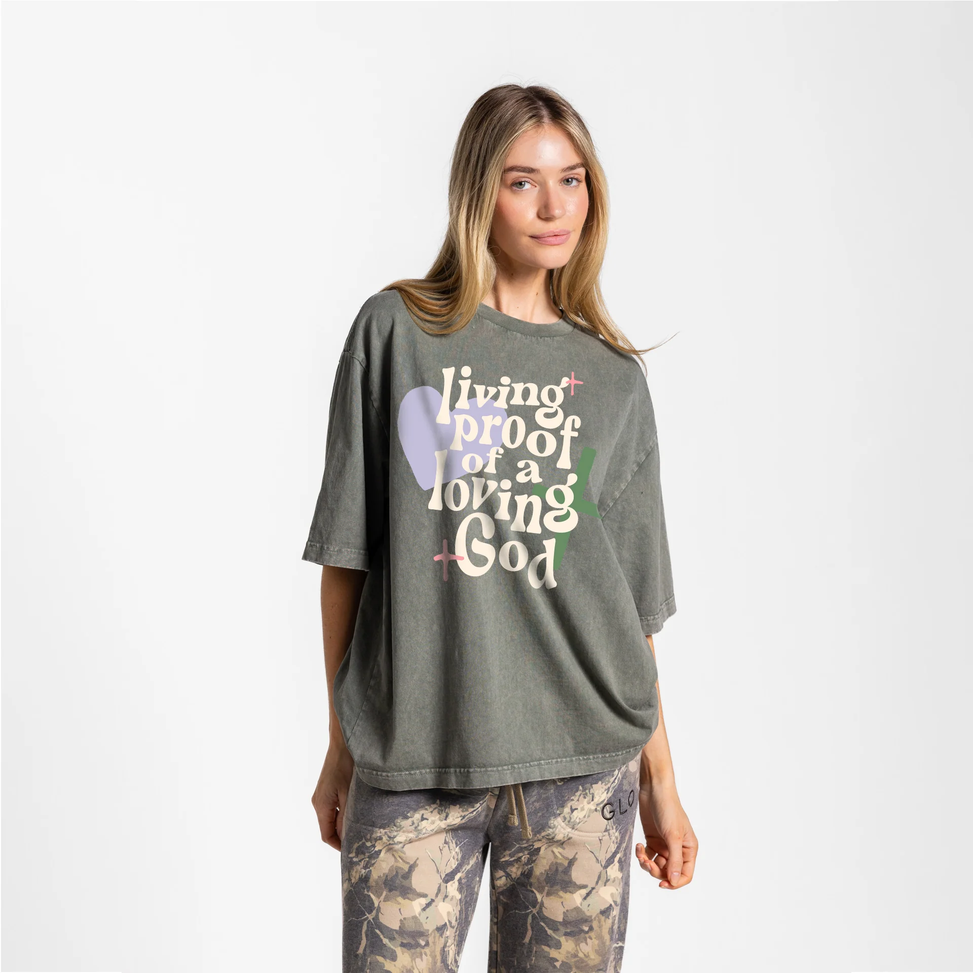Living Proof Tee Boxy Tee Mineral Wash - Thyme