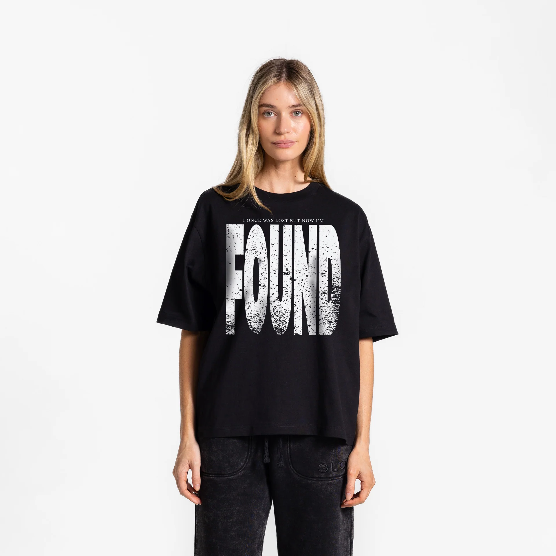 Lost But Found GLO Boxy Tee - Regular Wash - Jet Black
