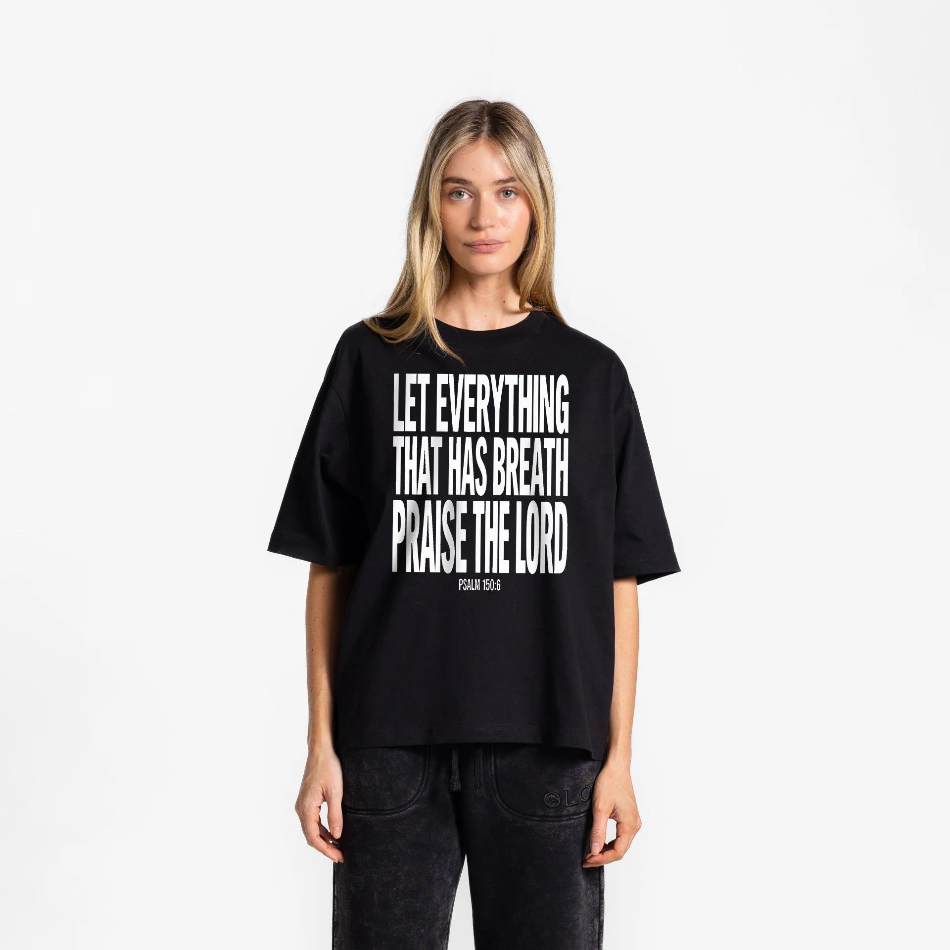 Praise The Lord GLO Boxy Tee - Regular Wash - Jet Black