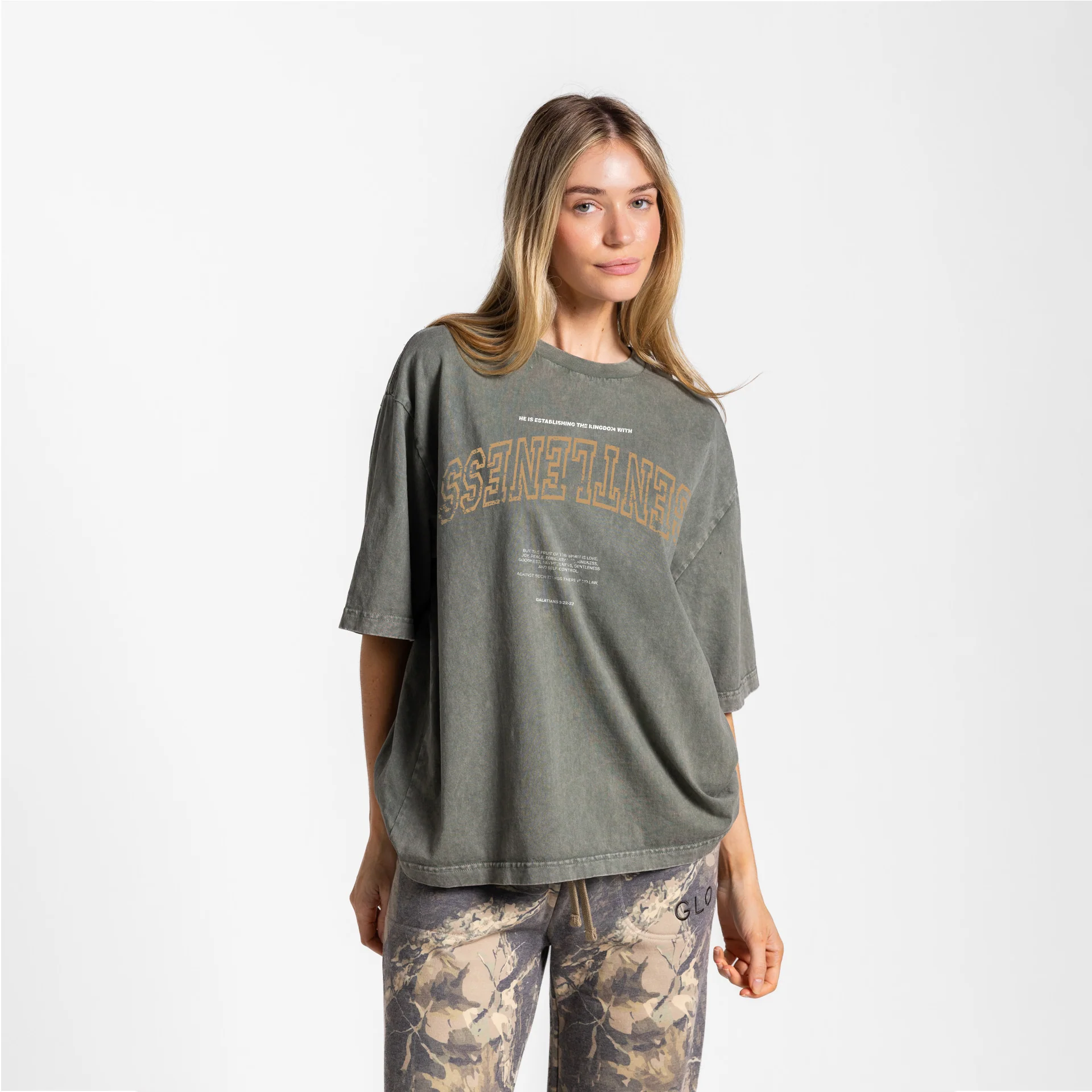 Upside Down Gentleness Boxy Tee Mineral Wash - Thyme