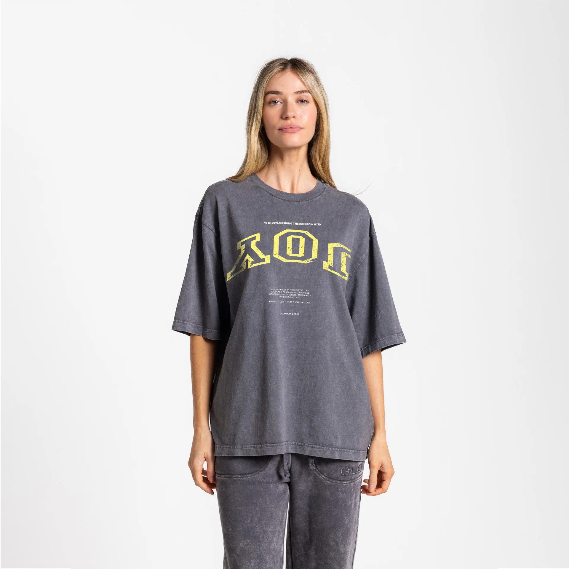 Upside Down Joy Boxy Tee Mineral Wash - Dark Shadow