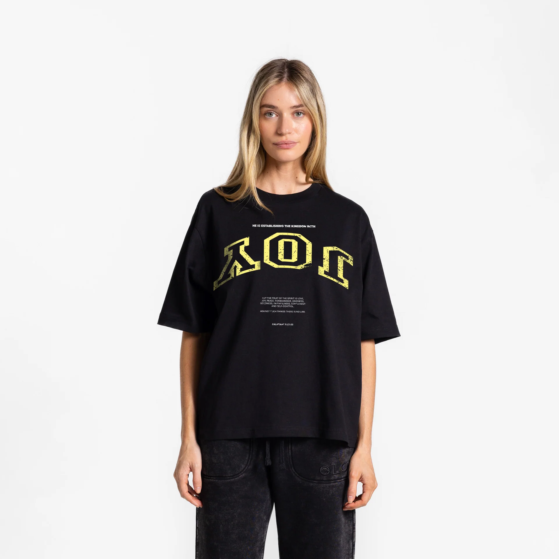 Upside Down Joy GLO Boxy Tee - Regular Wash - Jet Black