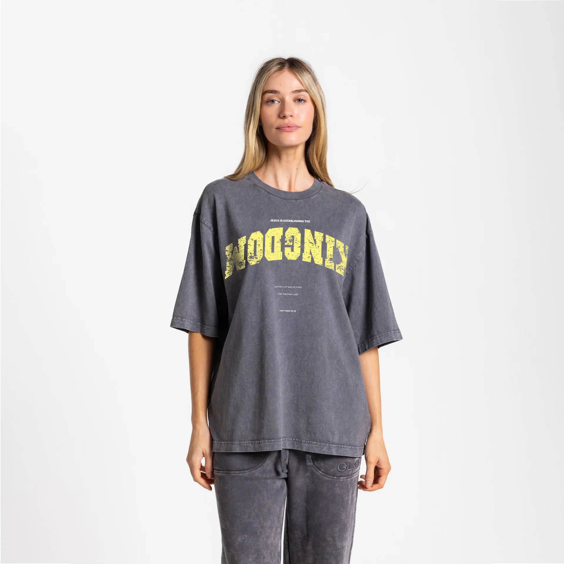 Upside Down Kingdom Boxy Tee Mineral Wash - Dark Shadow