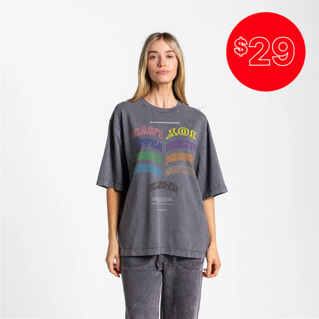 Upside Down Kingdom Boxy Tee Mineral Wash - Dark Shadow - 29