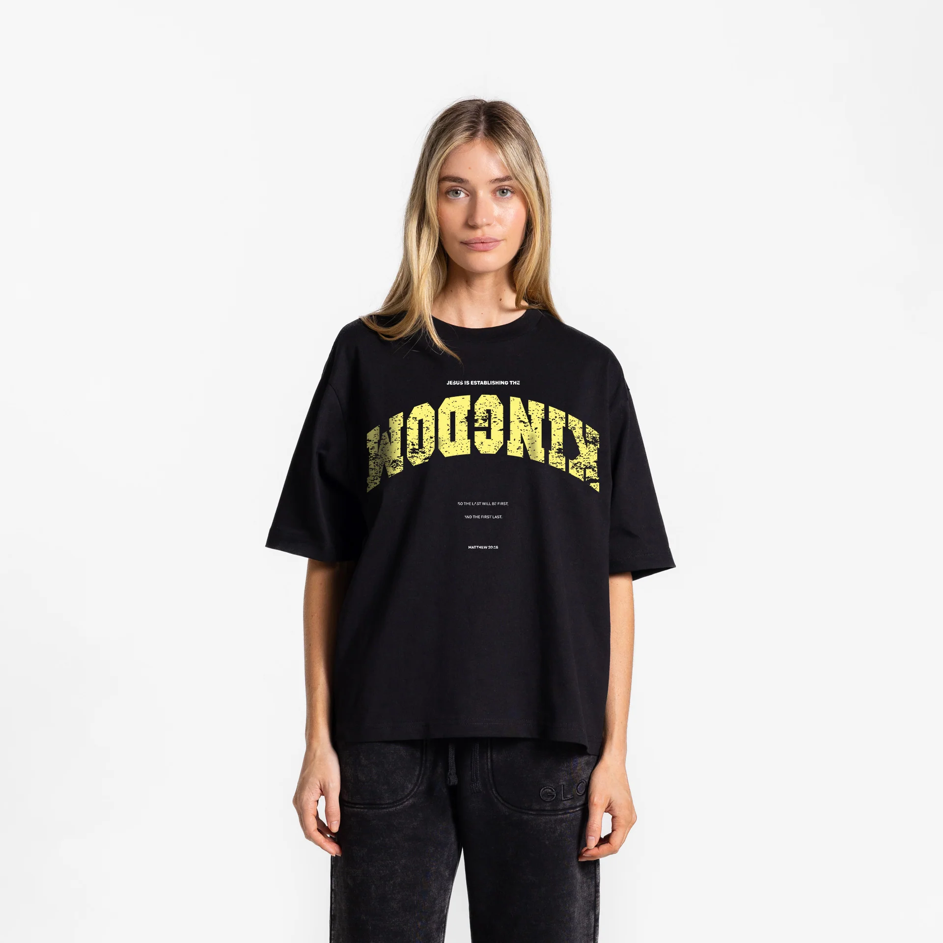 Upside Down Kingdom GLO Boxy Tee - Regular Wash - Jet Black