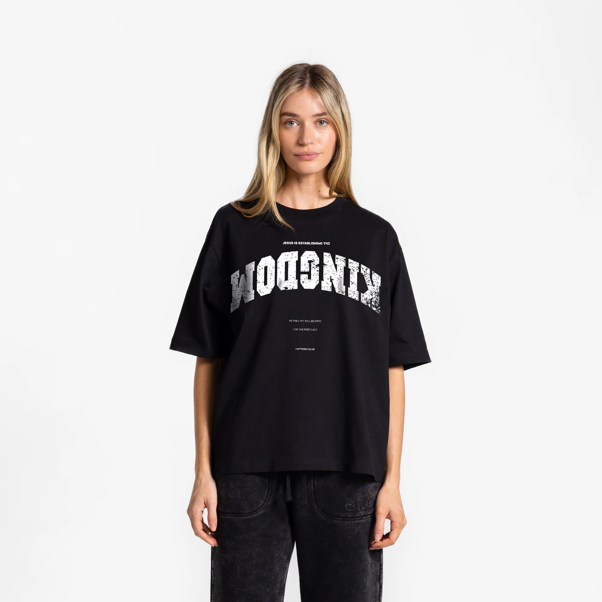 Upside Down Kingdom GLO Boxy Tee - Regular Wash - Jet Black