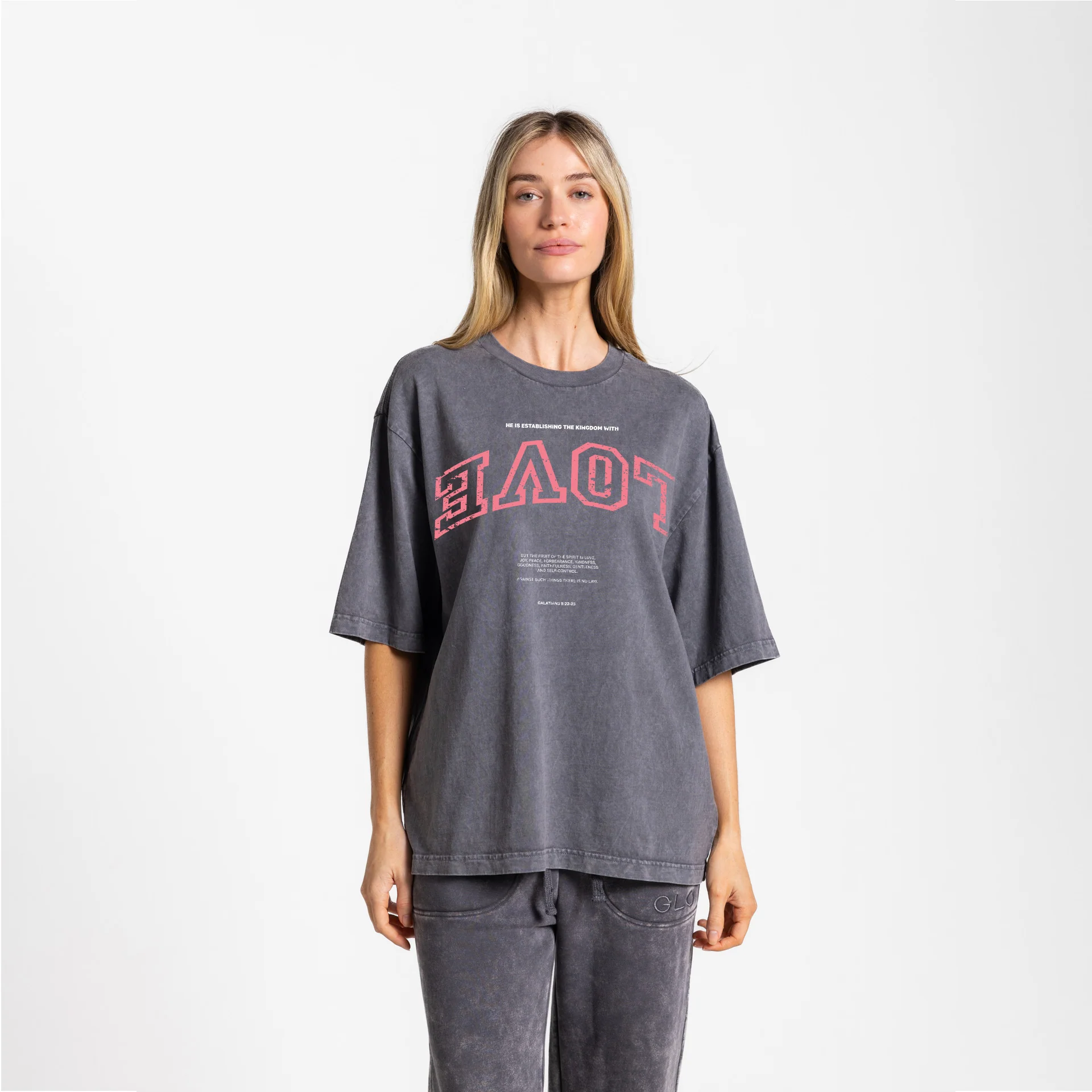 Upside Down Love Boxy Tee Mineral Wash - Dark Shadow