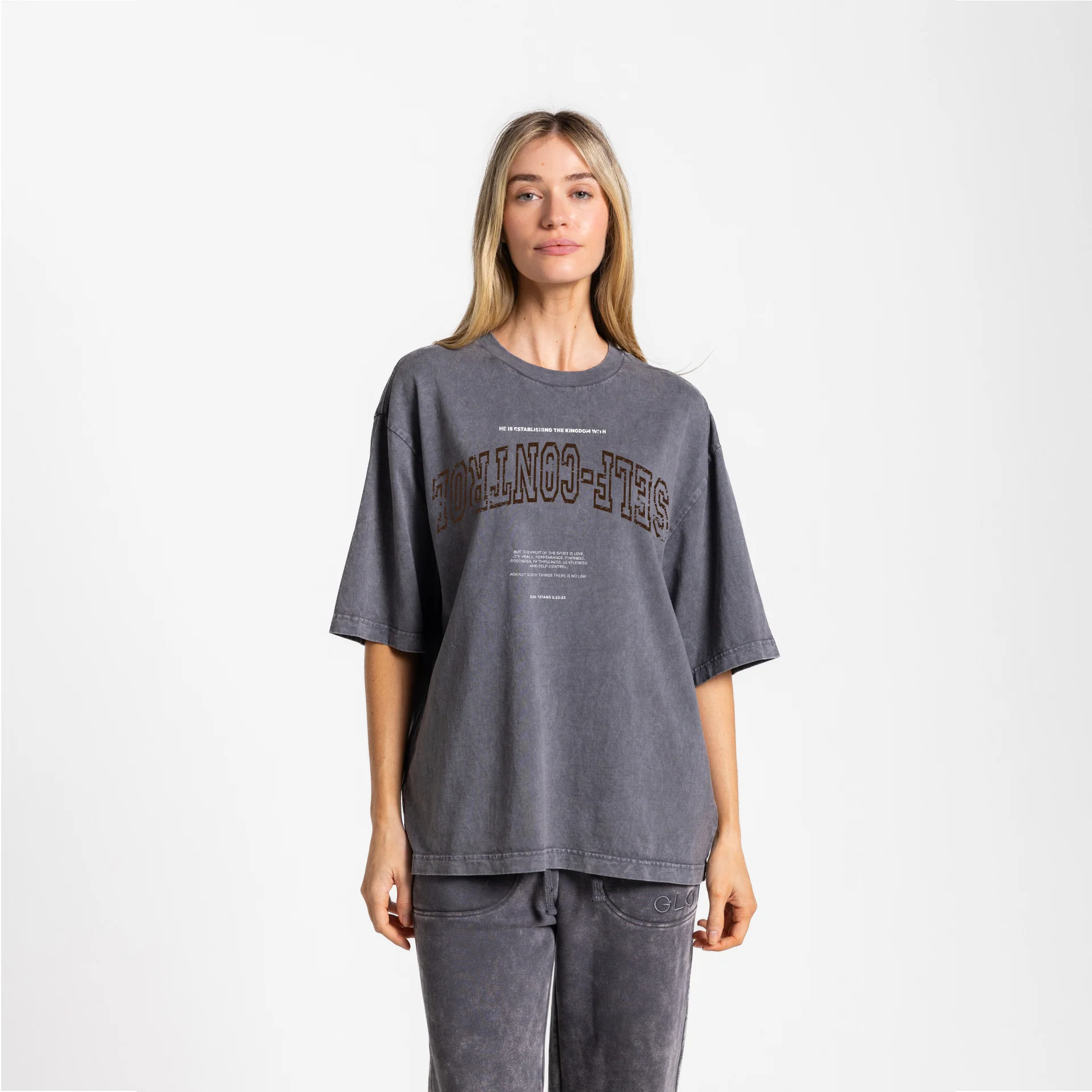 Upside Down Self Control Boxy Tee Mineral Wash - Dark Shadow