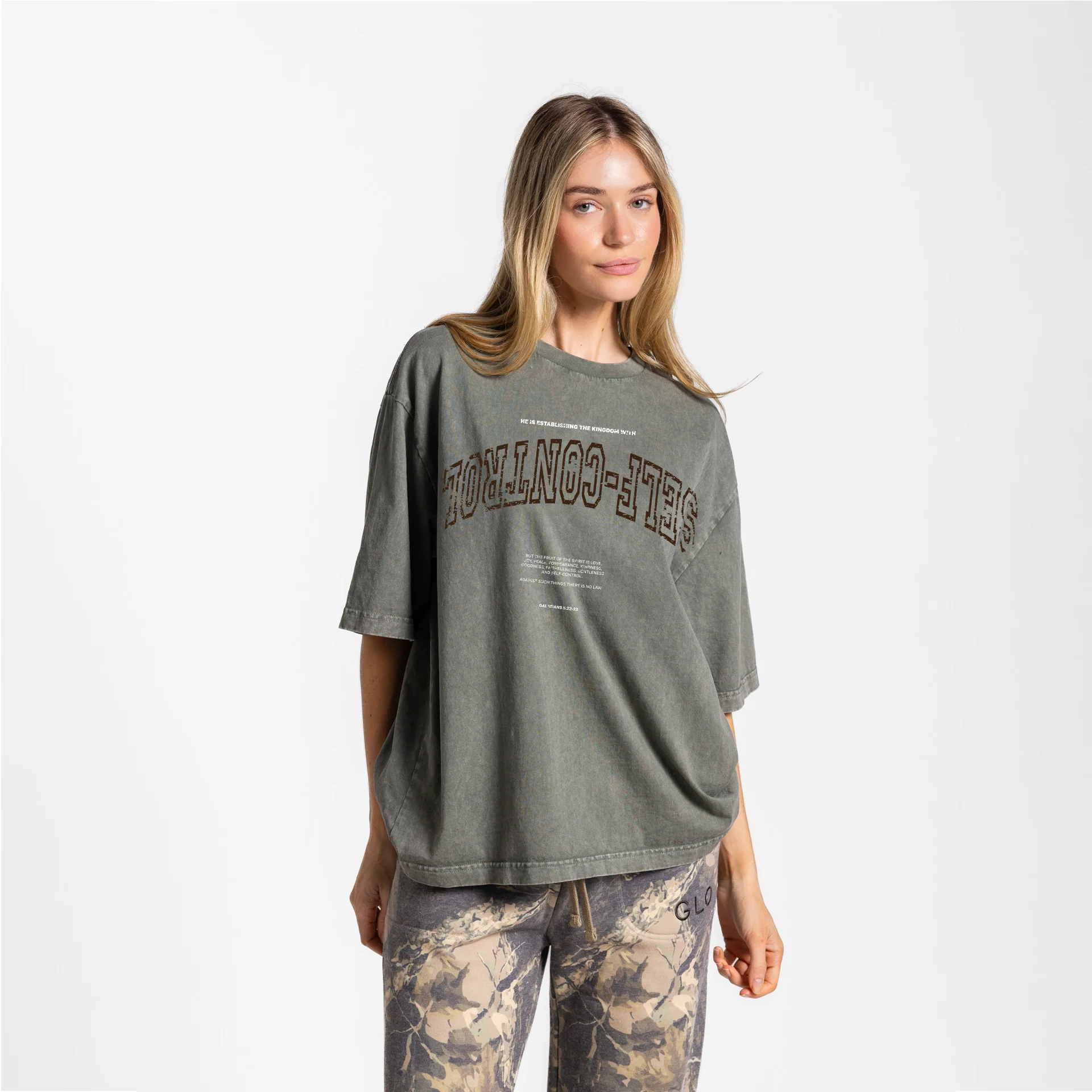 Upside Down Self Control Boxy Tee Mineral Wash - Thyme