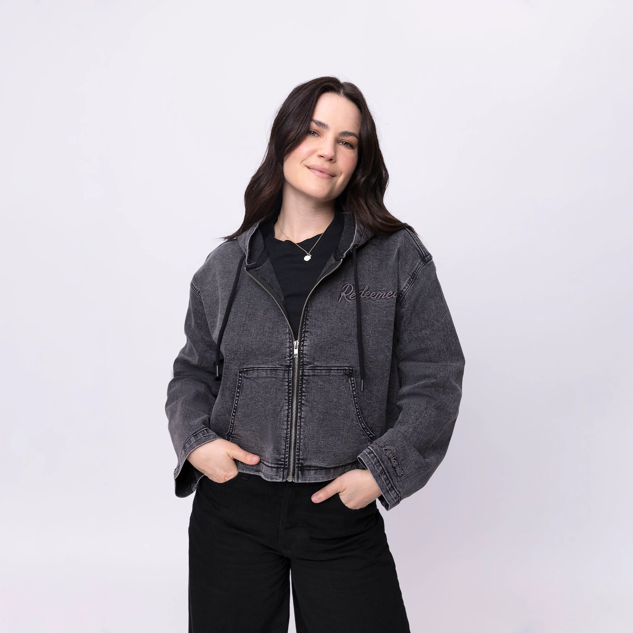 Vintage Washed Redeemed Denim Hoodie